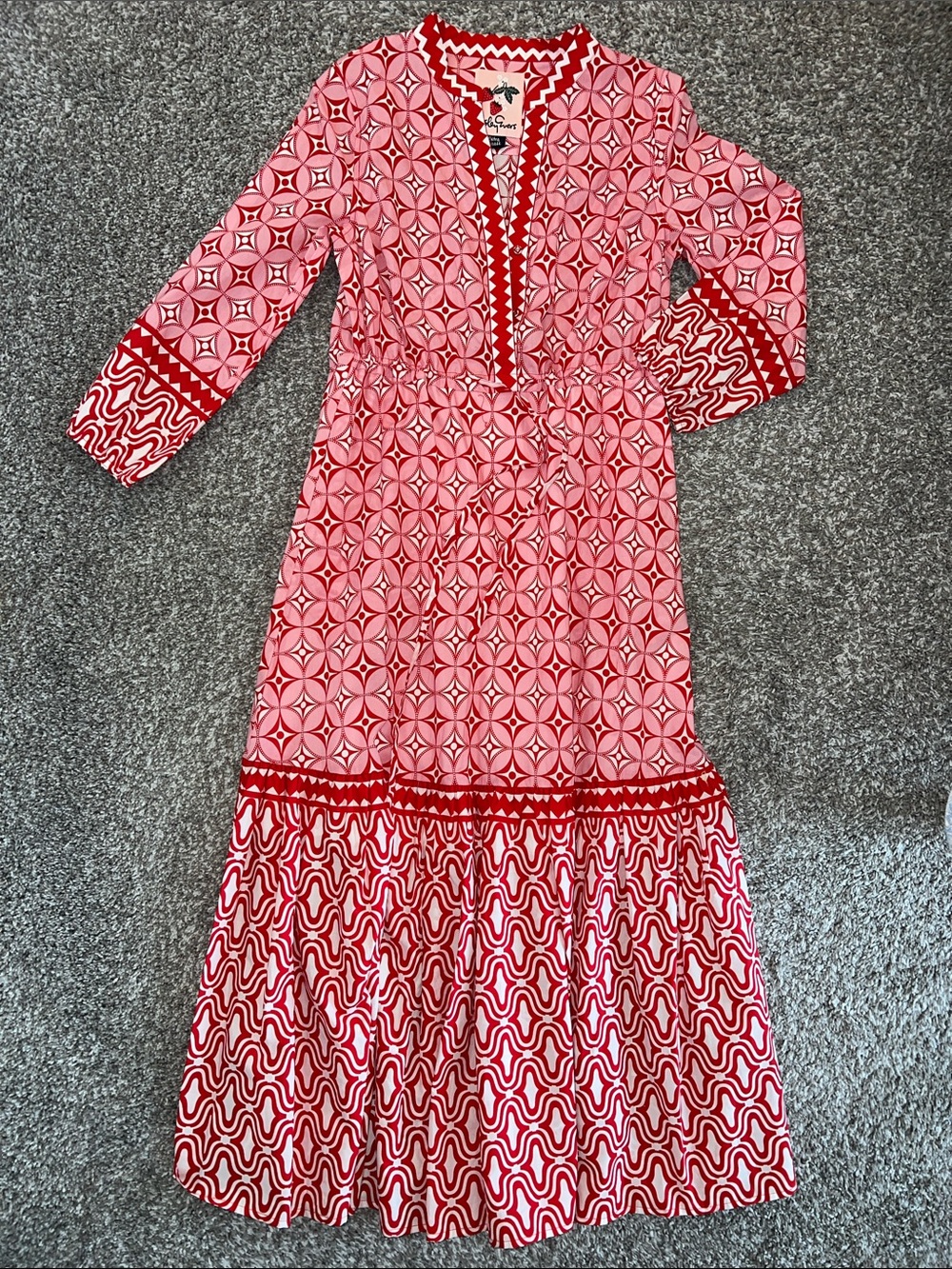 Lesley Evers Red Patterned Maxi Dress